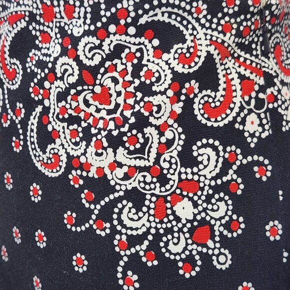 Talbots Women's Size 4 Navy Red Bandana Print Side Zip Lined Stretch Mini Skirt - Picture 7 of 12